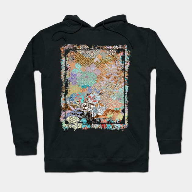 Japanese Floral Pattern Chrysanthemum Cherry Blossom Earth Tone Colors 36 Hoodie by dvongart